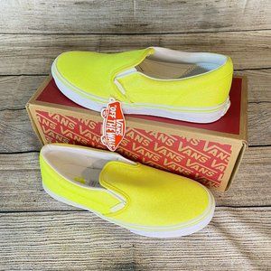 VANS Classic Slip On Neon Glitter Green Yellow 7